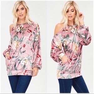 Tops - Blush Floral Velvet Tunic Tops - Blush Floral Velvet Tunic
